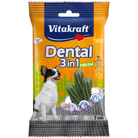 Vitakraft Dental 3in1 Fresh ExtraSmall - Устна хигиена за кучета < 5 кг., с мента, 7 бр.