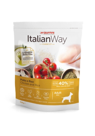 Italian Way Mini - Храна за кучета от дребните породи с ПРЯСНО пилешко месо и ориз - БЕЗ ГЛУТЕН 8 кг.