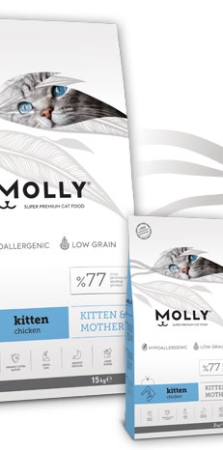 Molly Kitten & Mother - Суха храна, специално за бебета котки и техните майки, с пилешко месо 15 кг.