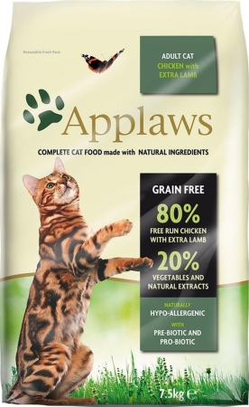 Applaws Adult Cat Chicken with Lamb - Суха храна за пораснала котка с 80% месо от пиле и агне 7.5 кг.