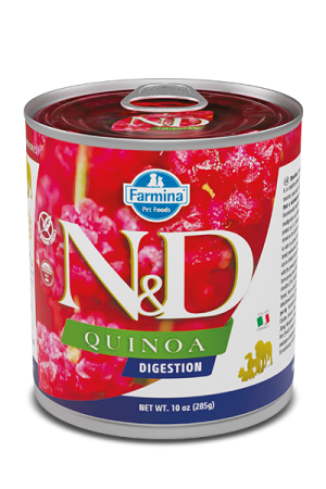 Консерва ND Quinoa Digestion - Пълноценна диетична храна за кучета с лошо храносмилане 285 гр.
