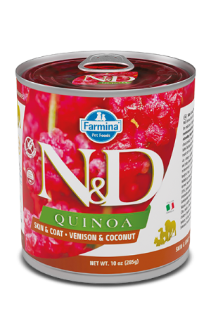 Консерва ND Quinoa Skin and coat - Пълноценнаn храна за възстановяване и поддържане на здравето на кожата и козината 285 гр.