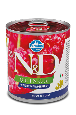 Консерва ND Quinoa Weight management - Пълноценна диетична храна за кучета 285 гр.