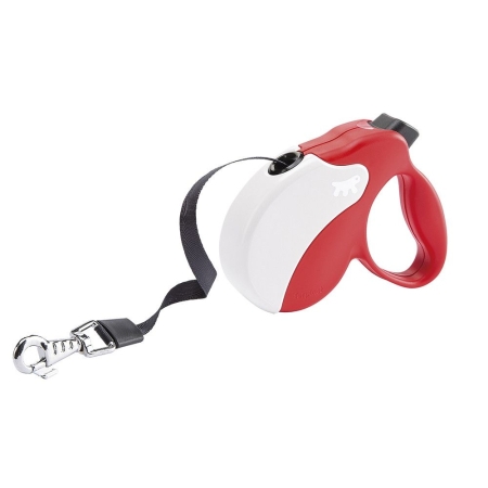 Ferplast Amigo Tape S RED-WHITE - Автоматичен повод с лента, 5 м / max 15 кг.