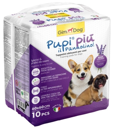 GimDog® Pupi Piú - Кучешки пелени 60х60 см, 10 бр. с аромат на лавандула