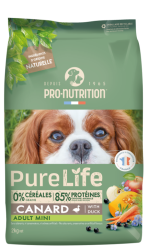 Pro-Nutrition Pure Life Adult Mini Duck - Суха храна за кучета от дребни породи с патица, без зърнени култури, 2 кг.