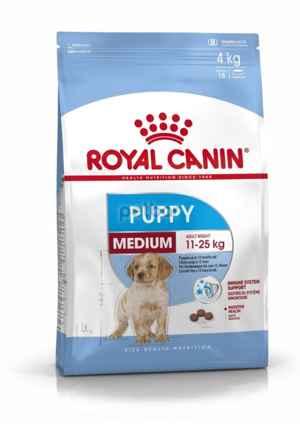 Royal Canin - Medium Puppy, малки кученца до 12 месеца от средноголемите порода - 15 кг.