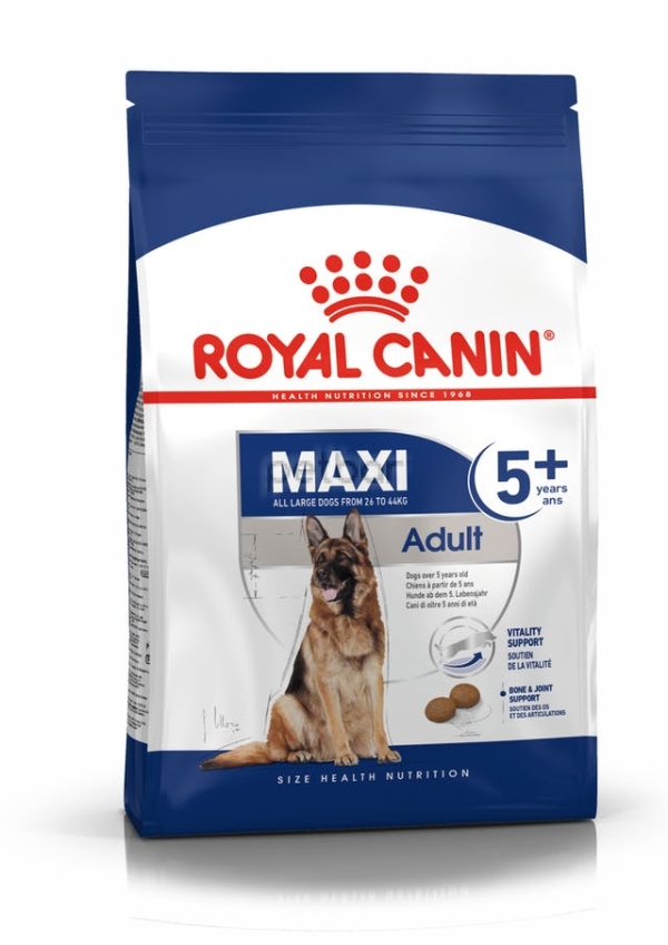 Royal Canin - Maxi Adult, Суха храна за кучета от големите породи над 5 годишна възраст  - 15 кг. 