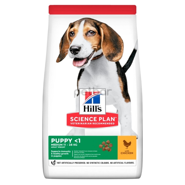 Hills SP Dog Puppy Medium Chicken 2.5кг, храна за бебета от средните породи до 1г. и кърмещи майки с пилешко
