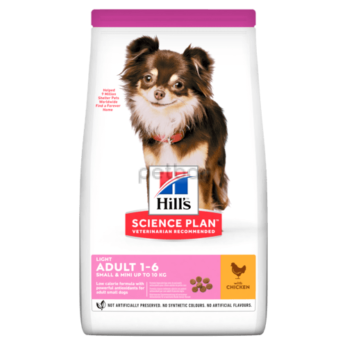 Hills SP Dog Ad LIGHT Small&amp;Mini 1,5кг. с пилешко - нискокалорична храна за слабоактивни кучета в зряла възраст