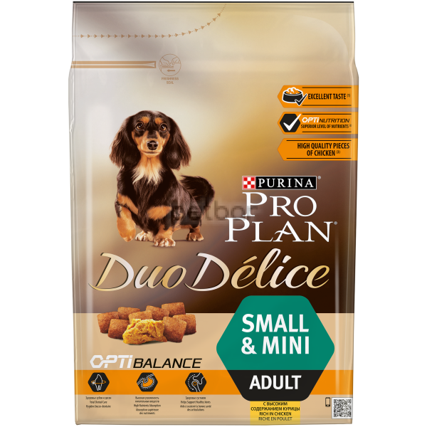 Pro Plan DUO DELICE - Храна с Пиле за кучета в зряла възраст от малки породи, 2.5 кг.