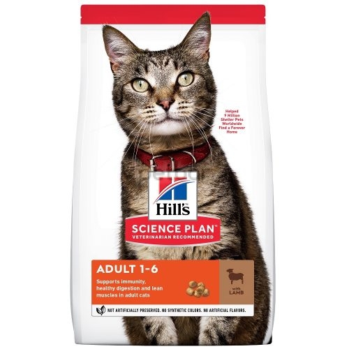 Hills Science Plan Adult с агнешко –  Суха храна за пораснали котки от 1-6 г. 1,5 кг.
