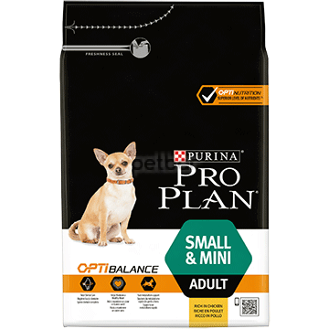 PURINA PRO PLAN Dog Small & Mini Adult с OPTIBALANCE - Суха храна с пиле за кучета в зряла възраст от дребни и мини породи, 3kg