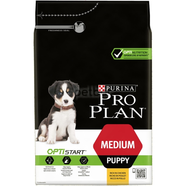 PURINA PRO PLAN Dog Medium Puppy с OPTISTART- Суха храна с пиле за малки кученца от средни породи 3kg