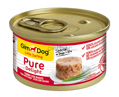 Храна за малки кучета - GimDog Little Darling PureDelight - Консерва с риба тон и говеждо месо 85 г