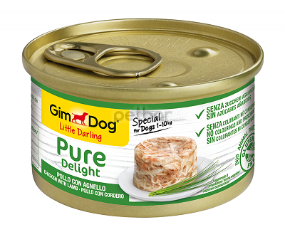 Храна за малки кучета - GimDog Little Darling PureDelight - Консерва с пилешко и агнешко месо 85 г