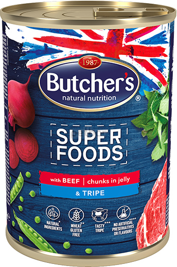 Butchers SUPERFOODS Chunks in jelly - Хапки в желе с говеждо и шкембе 400 гр.