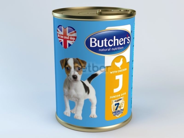 Butchers Junior - консерва с пилешко месо за малки кученца в желе 400 гр.