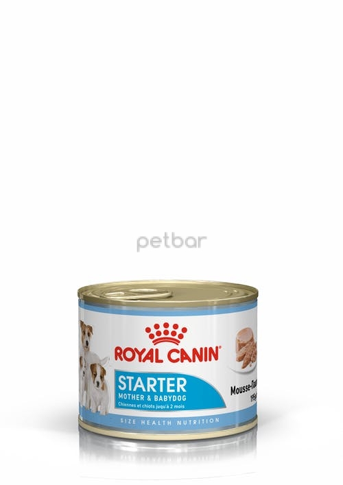 Royal Canin STARTER MOUSSE can - Мокра храна за бременни, кърмещи майки и подрастващи кученца от дребни породи до 2м. възраст. 195 гр. 