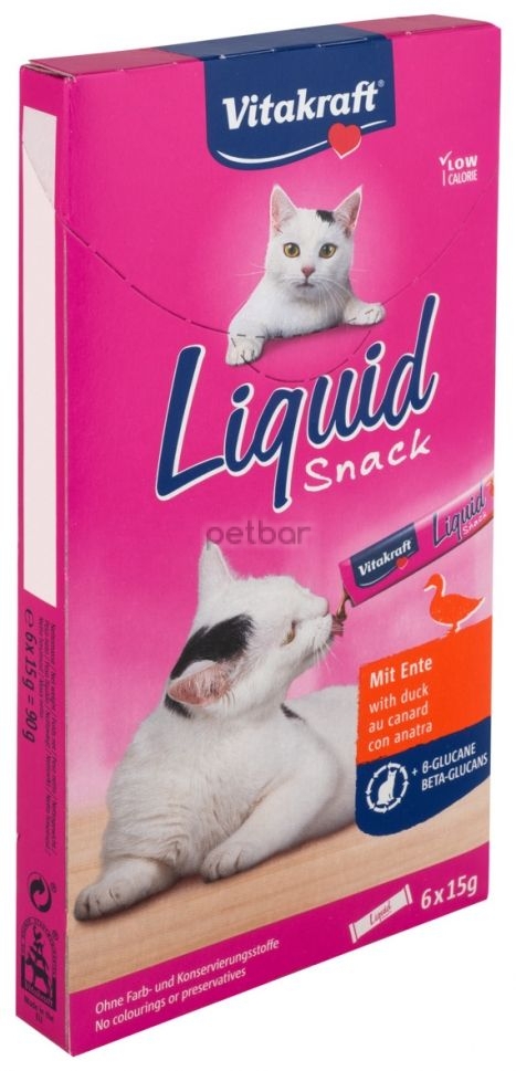 Витакрафт Cat Liquid Snack – Течен снакс за котки с месо от патица и β-глюкан за подсилване на имунната система