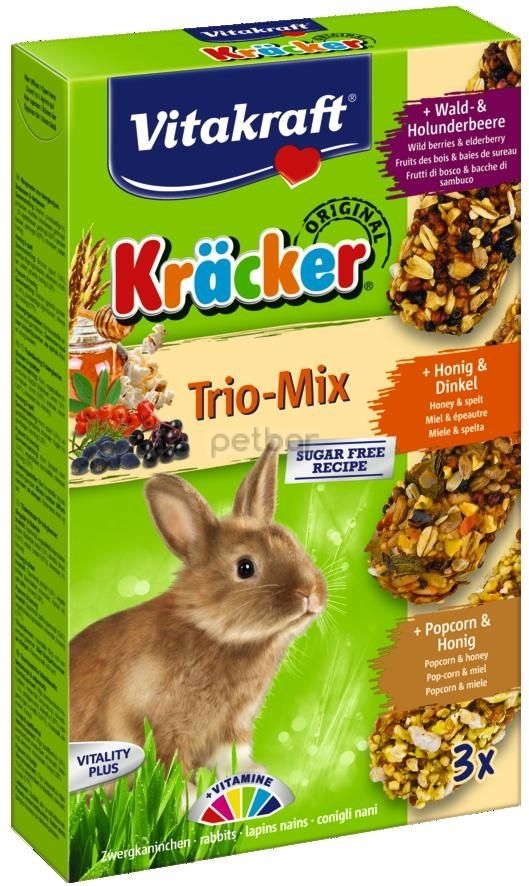 Vitakraft - Крекер за декоративни зайчета с горски плодове, мед и пуканки - 3 бр.