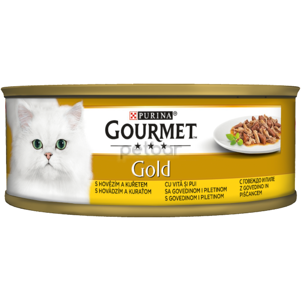 PURINA GOURMET Gold- Консерва за котки в зряла възраст с Говеждо и пиле, Мокра храна 85 гр. 