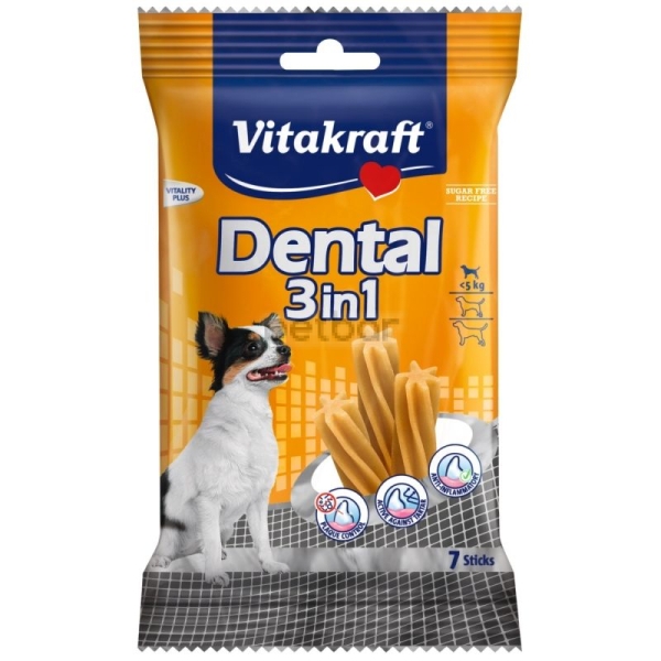 Vitakraft Dental 3in1 ExtraSmall 7бр - Устна хигиена за кучета &lt; 5кг