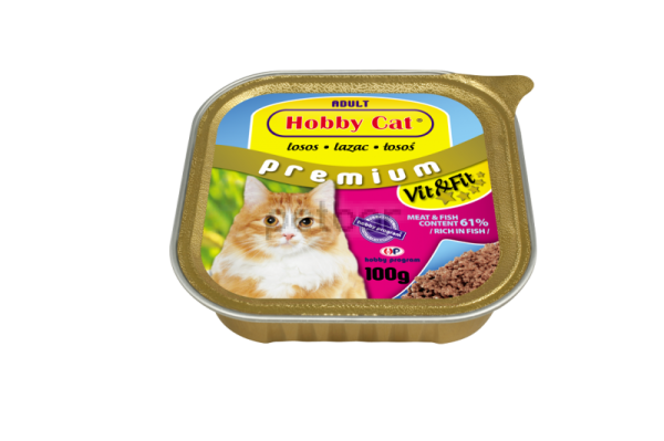 Hobby Cat Adult - консерва за котки с риба, вкл. сьомга, 100 г, високо съдържание на месо