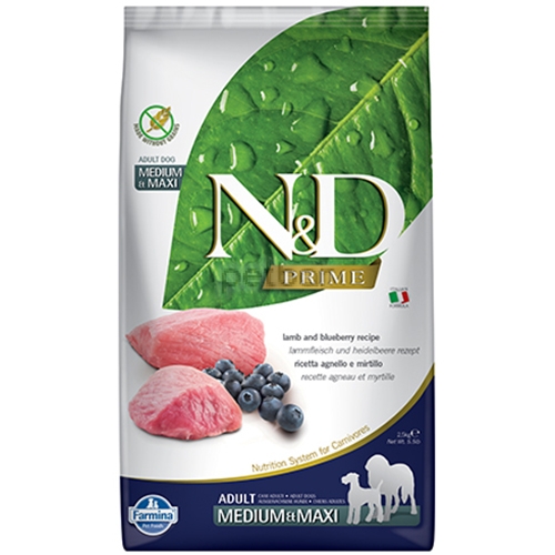 N&D PRIME Adult Medium & Maxi Lamb & Blueberry - 2,5 кг.
