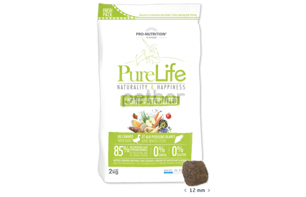Pro-Nutrition Flatazor Pure Life Light/Sterilized -Пълноценна храна за кучета със склонност към наднормено тегло и/или кастрирани кучета 2 кг 