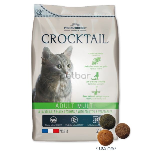 Crocktail ADULT MULTI - Poultry &amp; Vegetables - Пълноценна храна за пораснали котки С МЕСО ОТ ДОМАШНИ ПТИЦИ И ЗЕЛЕНЧУЦИ 2 кг.
