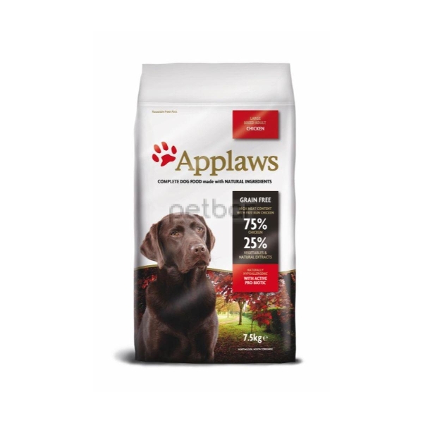 Applaws Adult Large Chicken Grain Free - суха храна за кучета от едрите породи, 75% пиле 7.5 кг.