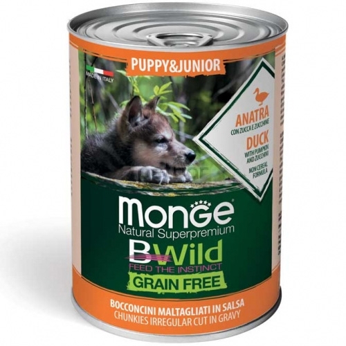  Monge BWILD Puppy/Junior Grain Free Duck Pumpkin and Zucchini - консерва