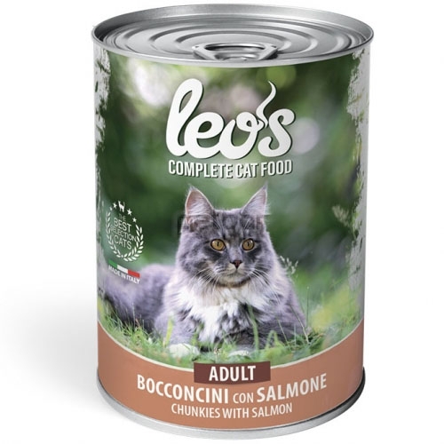 Monge Leo’s Adult – консерва хапки в сос със сьомга за котки в зряла възраст, 12бр х 415 гр.