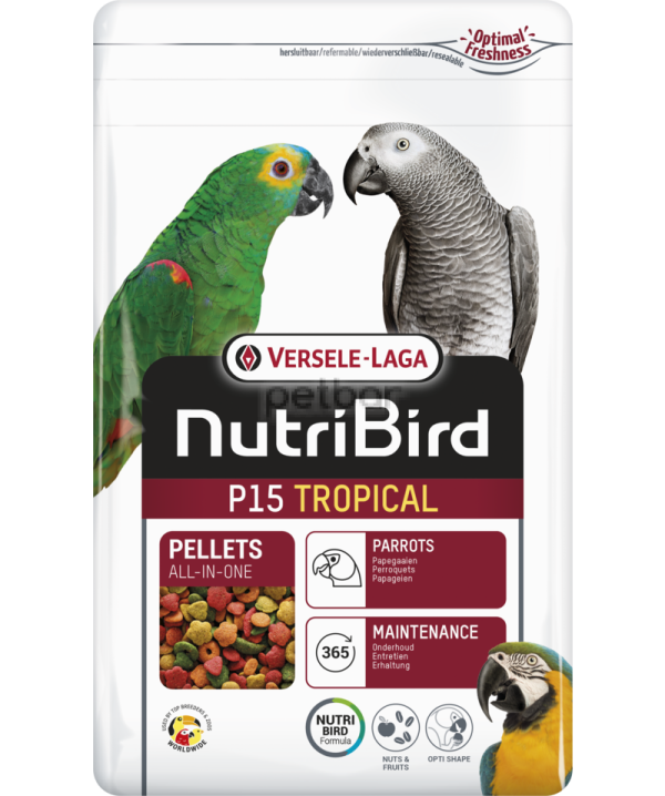 Versele - laga - Nutribird Р15 Tropical - Екструдирана храна за ежедневно хранене на големи папагали с тропически плодове 1 кг. 