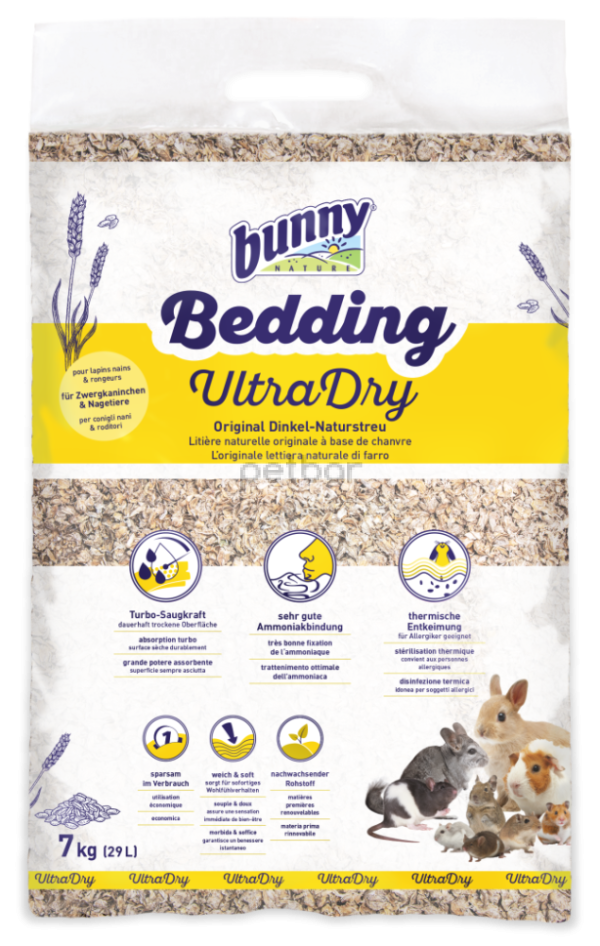 Bunny Nature - Bunny Bedding „ULTRA Dry“ – Оригинална естествена постеля от спелта за зайци и гризачи, 29 л.