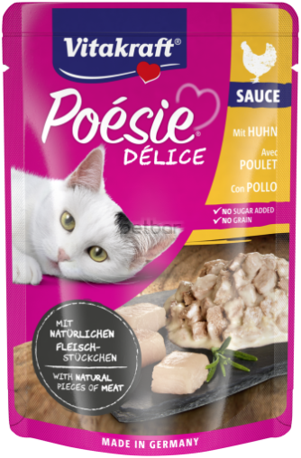 Vitakraft POESIE Pouch - Пауч с вкусен сос с истински парченца пилешко