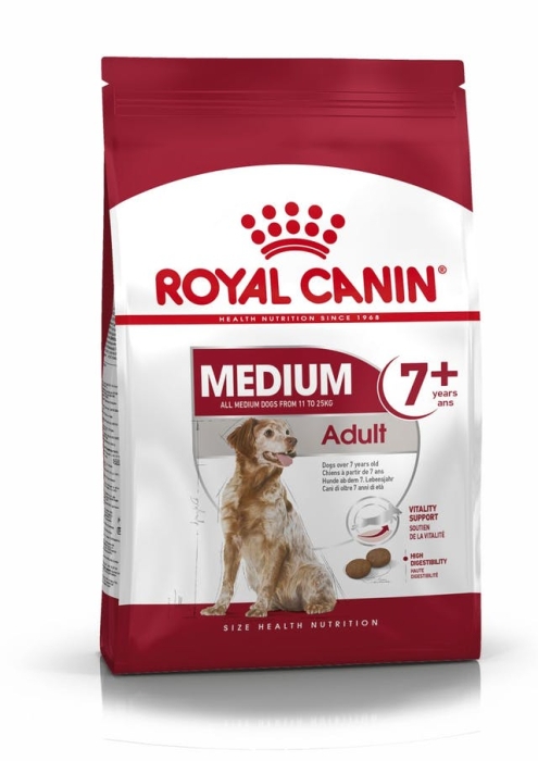 Royal Canin - Medium Adult, Суха храна за кучета в напреднала възраст от средноголемите породи - 4 кг.
