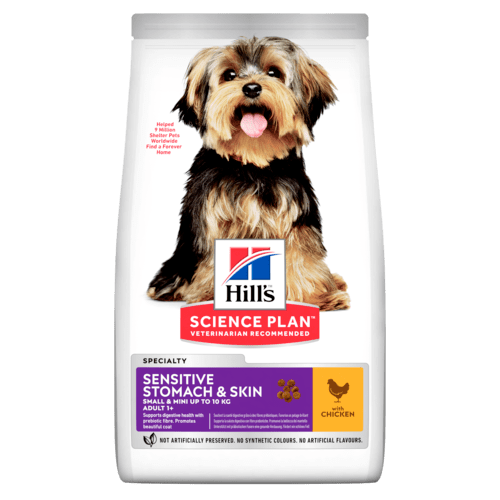 Hills Small&Mini Sensitive Stomach&Skin Adult с пиле - храна за кучета с чувствителен стомах и кожа 1,5 кг. 