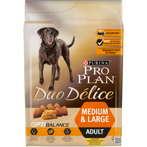 Pro Plan DUO DELICE -  Храна с Пиле за кучета в зряла възраст от средни и големи породи, 2.5 кг.