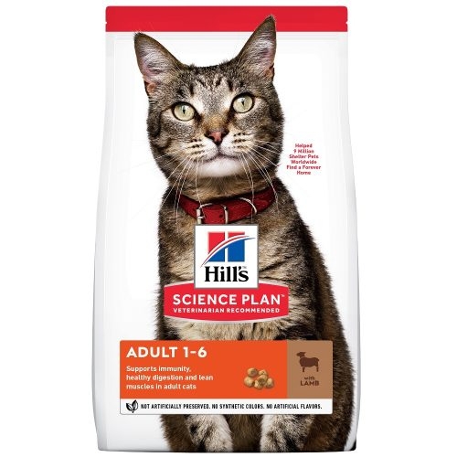 Hills Science Plan Adult с агнешко –  Суха храна за пораснали котки от 1-6 г. 300 гр. 