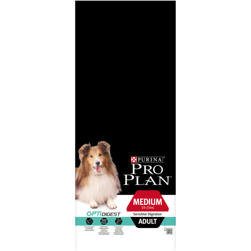 PURINA PRO PLAN Medium Adult Sensitive Digestion с OPTIDIGEST - Суха храна с агне за кучета с чувствителен стомах, 14kg