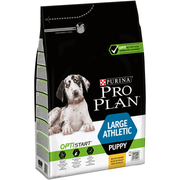 PURINA PRO PLAN Dog Large Puppy Athletic с OPTISTART - Суха храна с пиле за малки кученца от едри атлетични породи, суха храна, Пиле, 12 kg