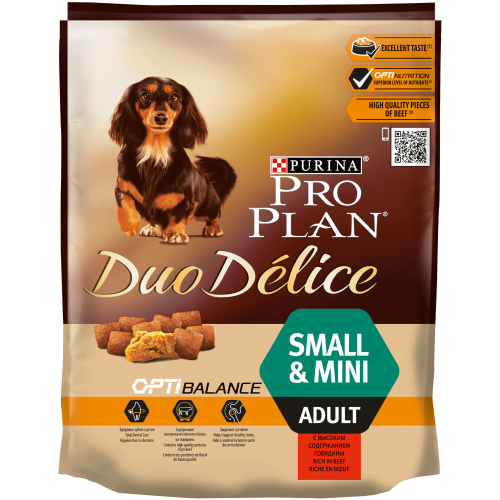 Pro Plan DUO DELICE с Говеждо - за кучета в зряла възраст от малки породи, суха храна, 2.5 kg 