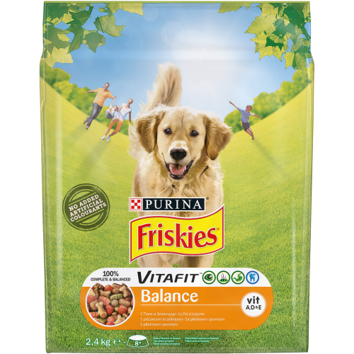 PURINA FRISKIES BALANCE - Храна за кучета в зряла възраст с Пиле и Зеленчуци, 2.4 кгр.
