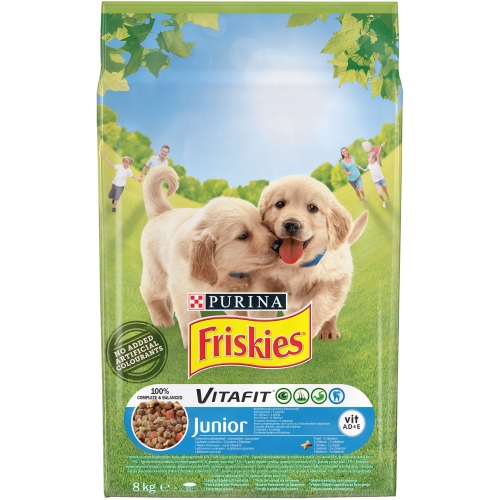 PURINA FRISKIES Junior - Храна за малки кученца с Пиле, Мляко и Зеленчуци, 8кг.