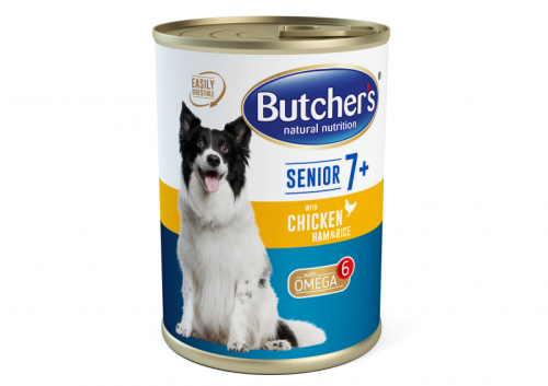 Butchers Functional SENIOR 7+ - ПАСТЕТ от пилешко, шунка и ориз за възрастни кучета над 7г. 390гр.
