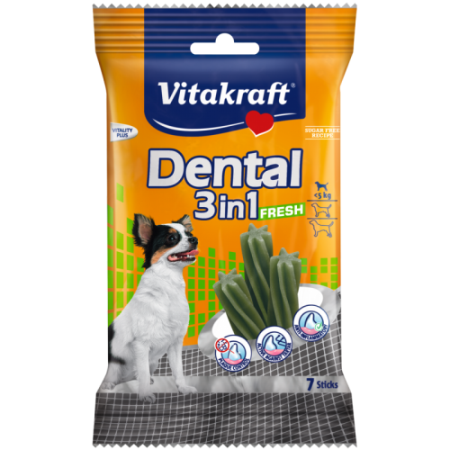Vitakraft Dental 3in1 Fresh ExtraSmall 7бр - Устна хигиена за кучета &lt; 5кг с мента 