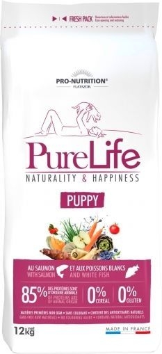 Pro Nutrition Flatazor Pure Life Puppy - без зърнени храни. Пълноценна храна за малки кученца, кучета в напреднала бременност и кърмещи кучета, 12кг 