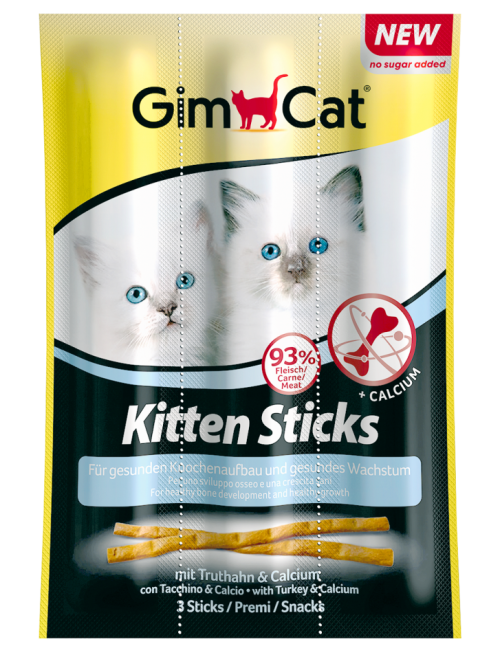 GimCat Sticks - Саламена пръчица за малки котенца с месо от пуйка и калций 3 бр.